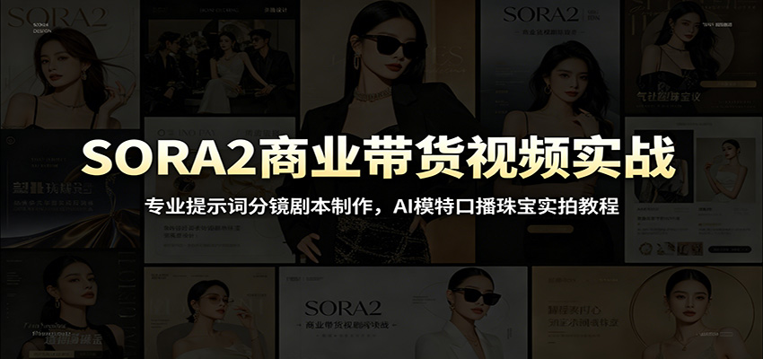 SORA2商业带货视频实战:专业提示词分镜剧本制作,AI模特口播珠宝实拍教程-低成本创业项目大全|短视频带货+AI副业变现|知行创业网