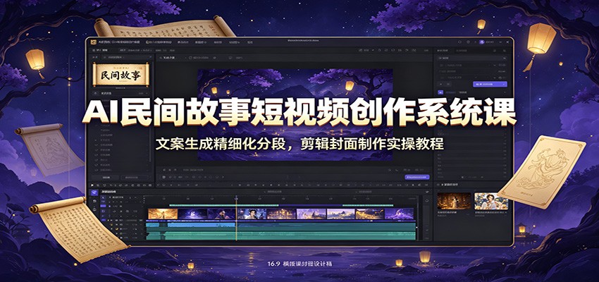 AI民间故事短视频创作系统课:文案生成精细化分段,剪辑封面制作实操教程-低成本创业项目大全|短视频带货+AI副业变现|知行创业网