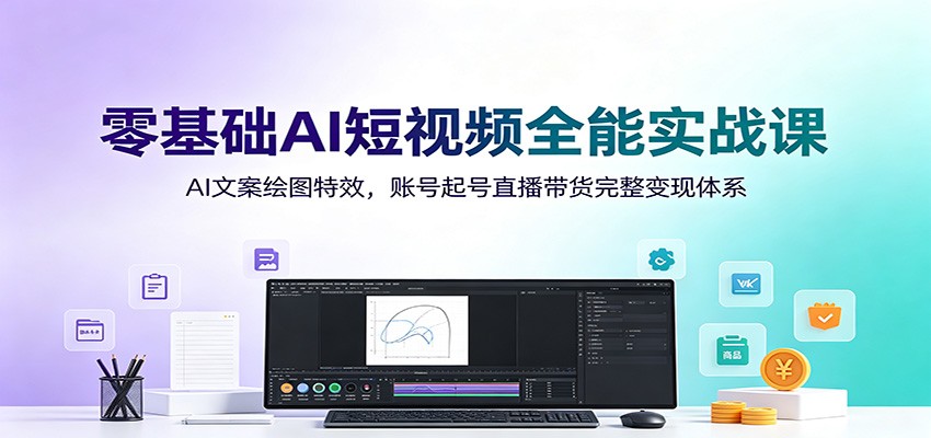 零基础AI短视频全能实战课：AI文案绘图特效，账号起号直播带货完整变现体系-低成本创业项目大全｜短视频带货+AI副业变现｜知行创业网