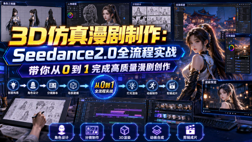 3D仿真漫剧制作：Seedance2.0全流程实战，带你从0到1完成高质量漫剧创作-低成本创业项目大全｜短视频带货+AI副业变现｜知行创业网
