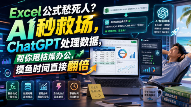 Excel公式愁死人？AI秒救场，ChatGPT处理数据，帮你甩枯燥办公，摸鱼时间直接翻倍【原创双语字幕】-低成本创业项目大全｜短视频带货+AI副业变现｜知行创业网