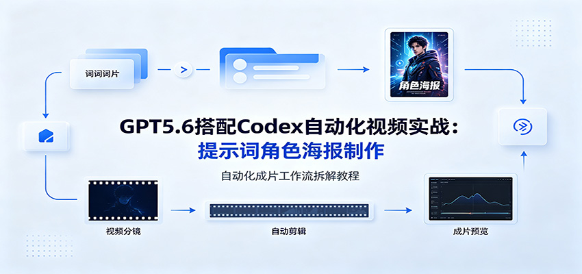 GPT5.6搭配Codex自动化视频实战:提示词角色海报制作,自动化成片工作流拆解教程-低成本创业项目大全|短视频带货+AI副业变现|知行创业网