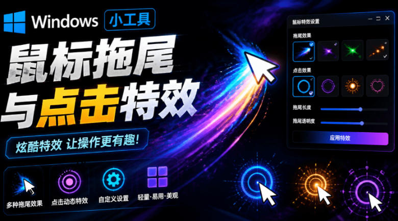 Windows特效小工具！一键给你的鼠标添加拖尾与点击动态特效，吾爱出品，免费使用Mouse Trail-低成本创业项目大全｜短视频带货+AI副业变现｜知行创业网
