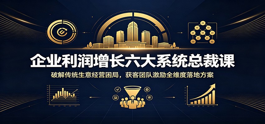 企业利润增长六大系统总裁课：破解传统生意经营困局，获客团队激励全维度落地方案-低成本创业项目大全｜短视频带货+AI副业变现｜知行创业网