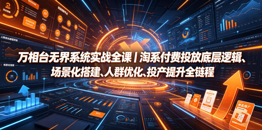 万相台无界系统实战全课｜淘系付费投放底层逻辑、场景化搭建、人群优化、投产提升全链路运营教程-低成本创业项目大全｜短视频带货+AI副业变现｜知行创业网