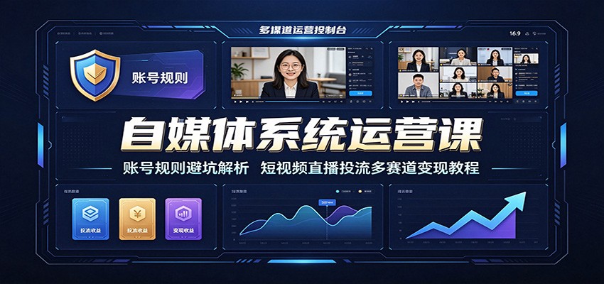 自媒体系统运营课：账号规则避坑解析，短视频直播投流多赛道变现教程-低成本创业项目大全｜短视频带货+AI副业变现｜知行创业网