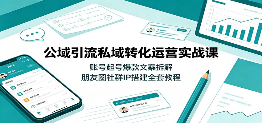 公域引流私域转化运营实战课：账号起号爆款文案拆解，朋友圈社群IP搭建全套教程-低成本创业项目大全｜短视频带货+AI副业变现｜知行创业网