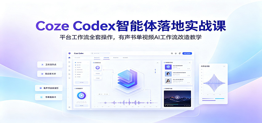 Coze Codex智能体落地实战课：平台工作流全套操作，有声书单视频AI工作流改造教学-低成本创业项目大全｜短视频带货+AI副业变现｜知行创业网