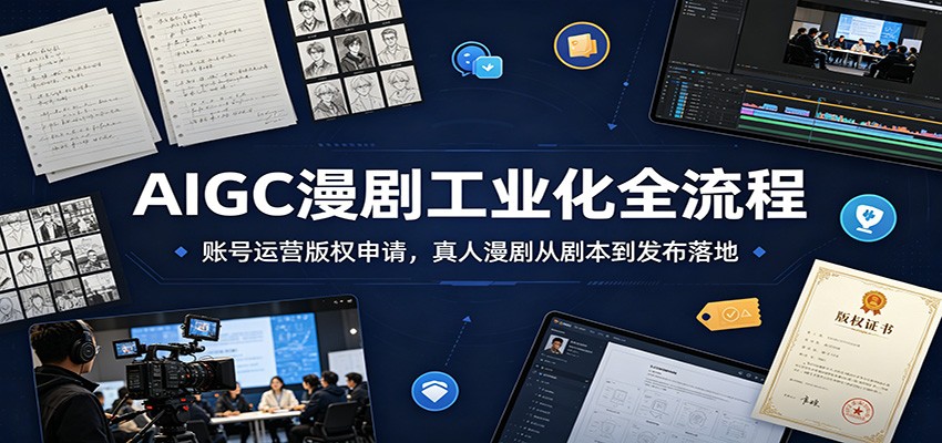 AIGC漫剧工业化全流程:账号运营版权申请,真人漫剧从剧本到发布落地-低成本创业项目大全|短视频带货+AI副业变现|知行创业网