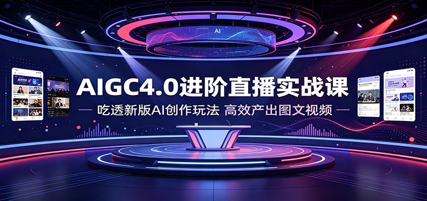AIGC4.0进阶直播实战课：吃透新版AI创作玩法，高效产出图文视频-低成本创业项目大全｜短视频带货+AI副业变现｜知行创业网