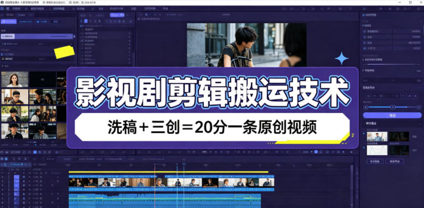 影视剧剪辑搬运技术，洗稿+三创=20分一条原创视频-低成本创业项目大全｜短视频带货+AI副业变现｜知行创业网
