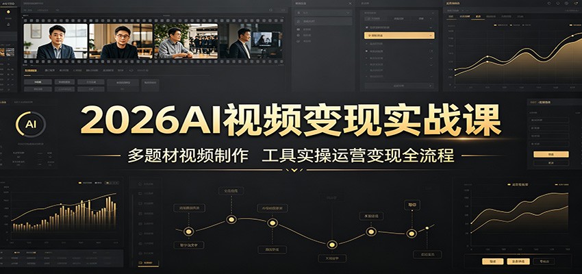 2026AI视频变现实战课：多题材视频制作，工具实操运营变现全流程-低成本创业项目大全｜短视频带货+AI副业变现｜知行创业网