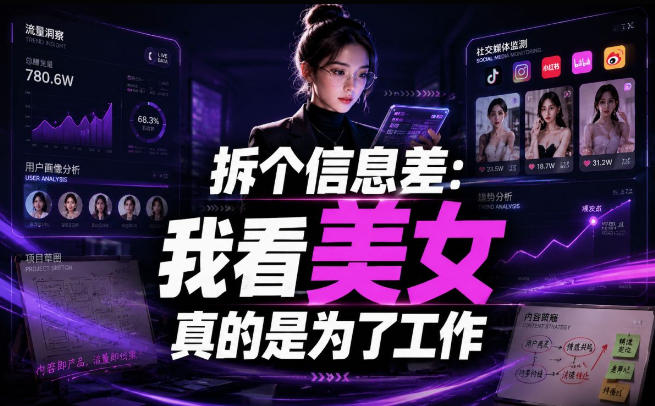【理直气壮】我给看美女找了一个非常恰当的理由，信息差项目-低成本创业项目大全｜短视频带货+AI副业变现｜知行创业网