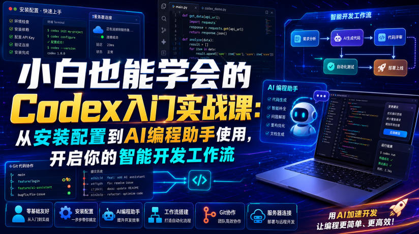 小白也能学会的Codex入门实战课：从安装配置到AI编程助手使用，开启你的智能开发工作流-低成本创业项目大全｜短视频带货+AI副业变现｜知行创业网