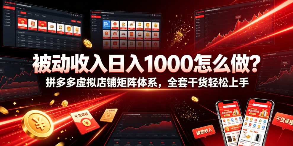 被动收入日入1000怎么做?拼多多虚拟店铺矩阵体系,全套干货轻松上手【揭秘】-低成本创业项目大全|短视频带货+AI副业变现|知行创业网
