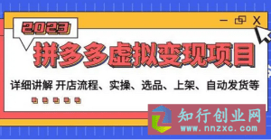 2023拼多多虚拟变现项目：讲解开店流程-实操-选品-上架-自动发货等-知行创业网